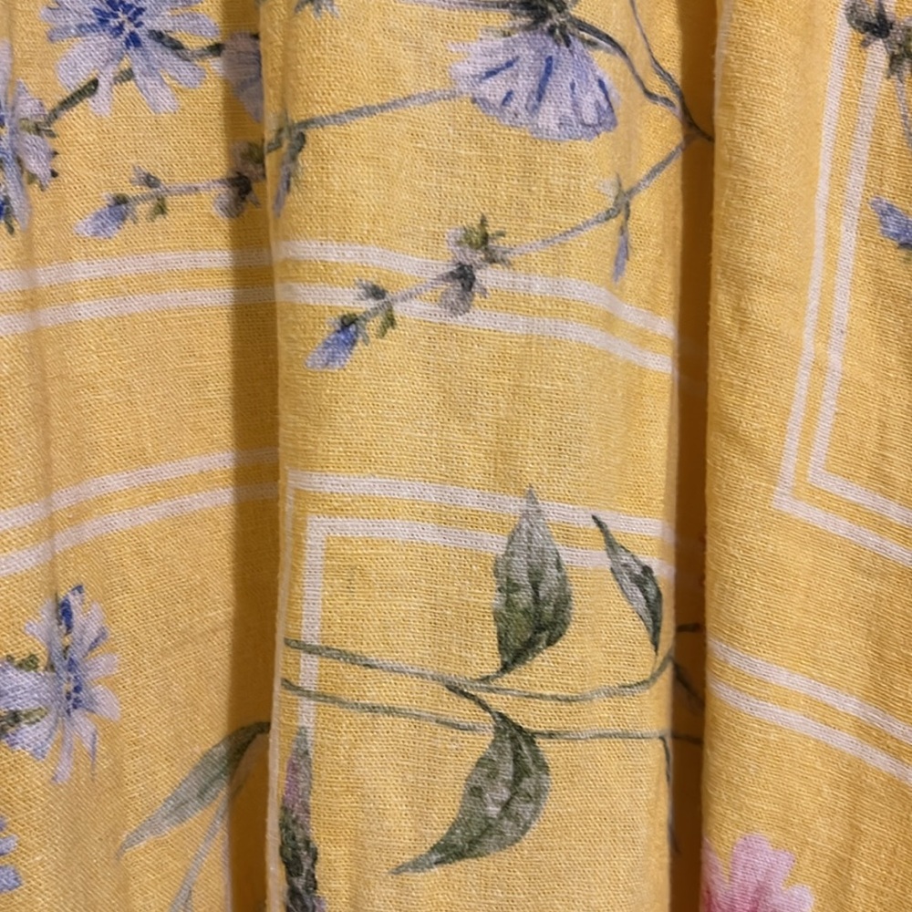 Anthropologie Aureta Aria linen blend Yellow Floral Button-Up Maxi Dress size L - Picture 11 of 13